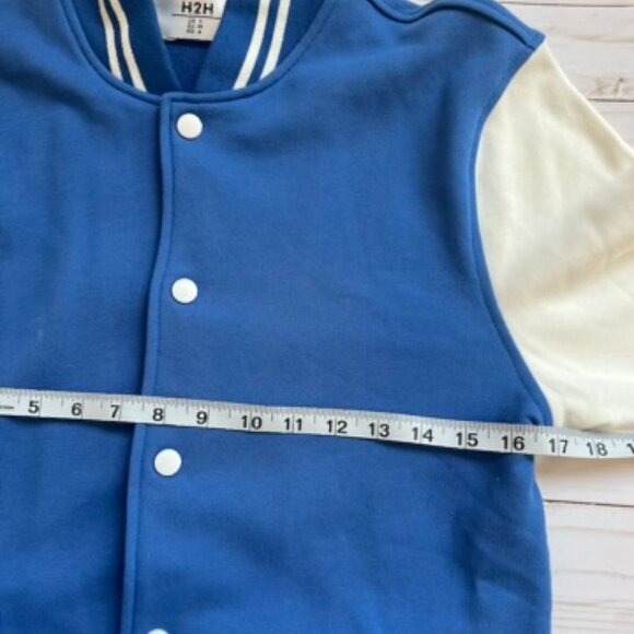 H2H Men's Bomber Jacket Royal Blue Cotton US Small EU 46 Casual Streetwear - Picture 7 of 11